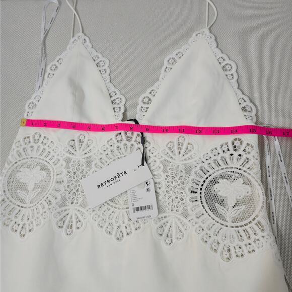Retrofête Ivory Karlie Open Lace Paneling and scalloped Hem Mini Dress Sz Medium - Picture 7 of 10